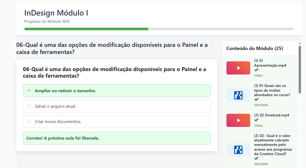 Interface de Prova Paginada