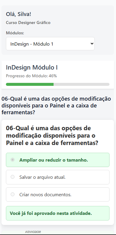 Relatório de progresso de alunos no NocoDB