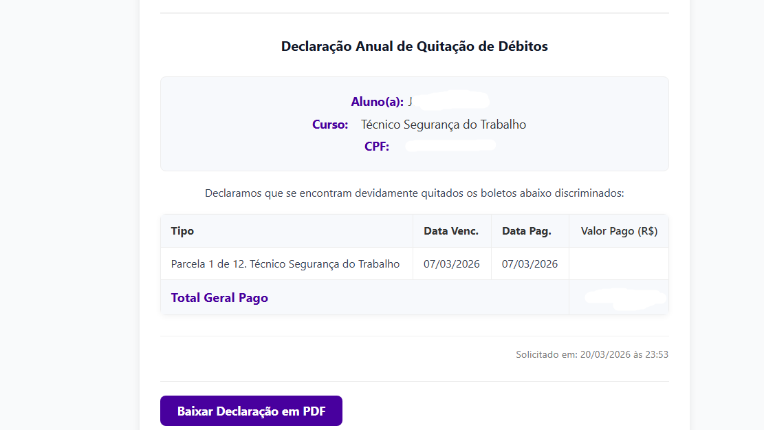 Declaração de Quitação